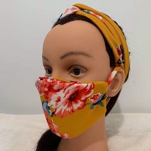 Boho Top Knot Headband and Facemask Set